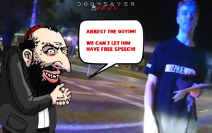 Traitor-Cop-Makes-Violent-Threat-Then-Arrests-Man-Who-Was-Handing-Out-Flyers-About-Evil-jews