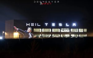 Retards-Have-Elon-Musk-Salute-Image-Projected-on-Teslas-Berlin-Factory